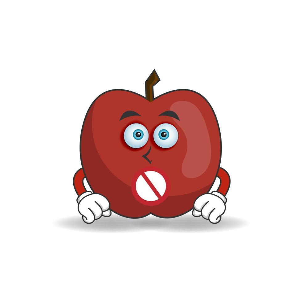 The Apple mascot character with a speechless expression. vector illustration