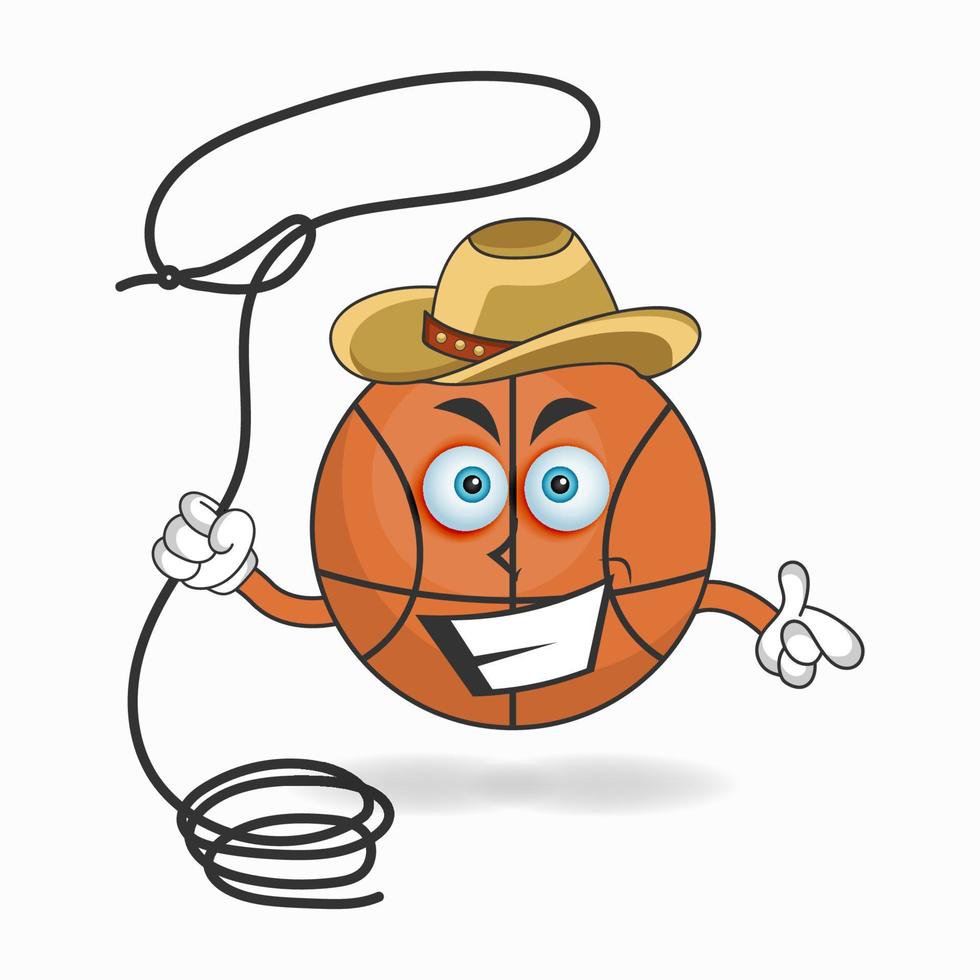 The Basketball mascot character becomes a cowboy. vector illustration