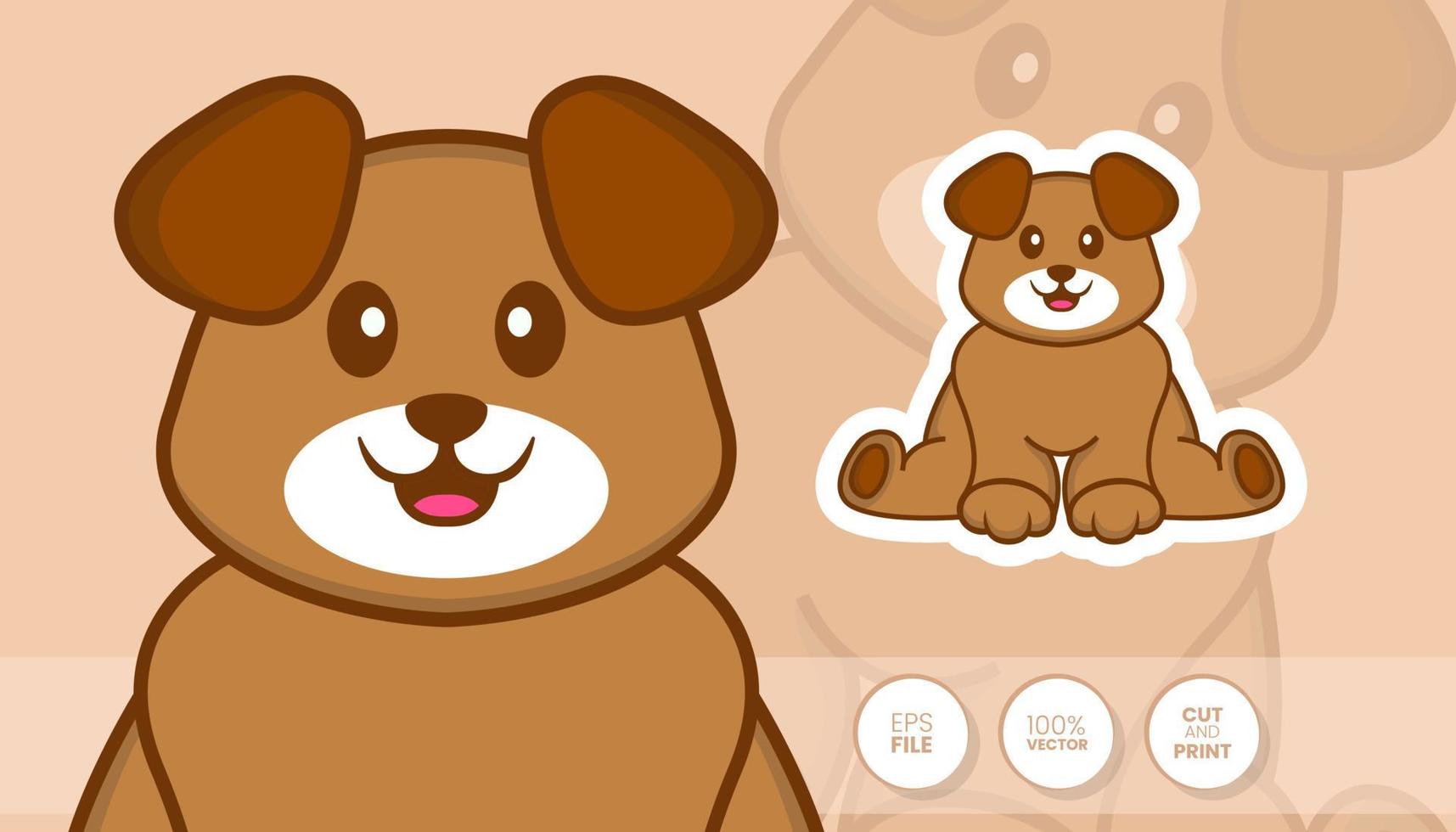 Hand drawn illustration of Cute dog. Cartoon character concept - Stickers vector