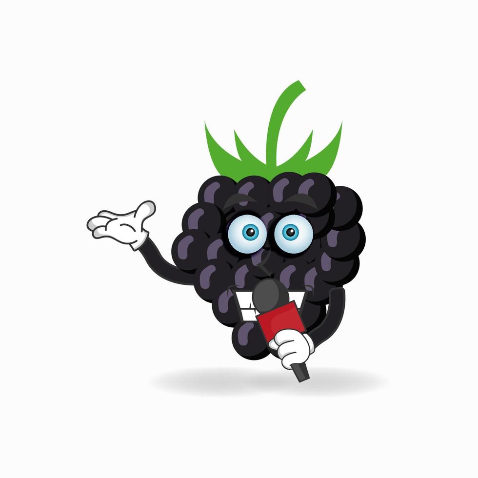 The Grape mascot character becomes a host. vector illustration