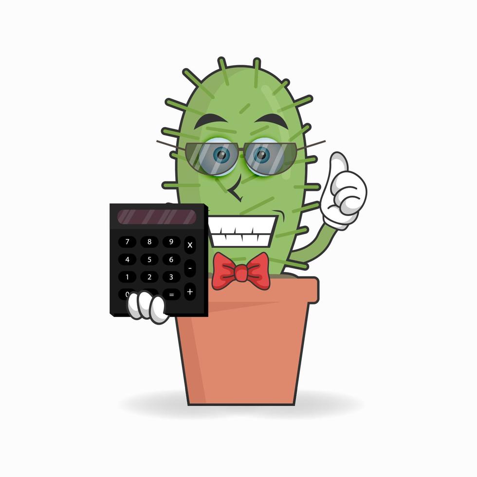 The Cactus mascot character becomes an accountant. vector illustration