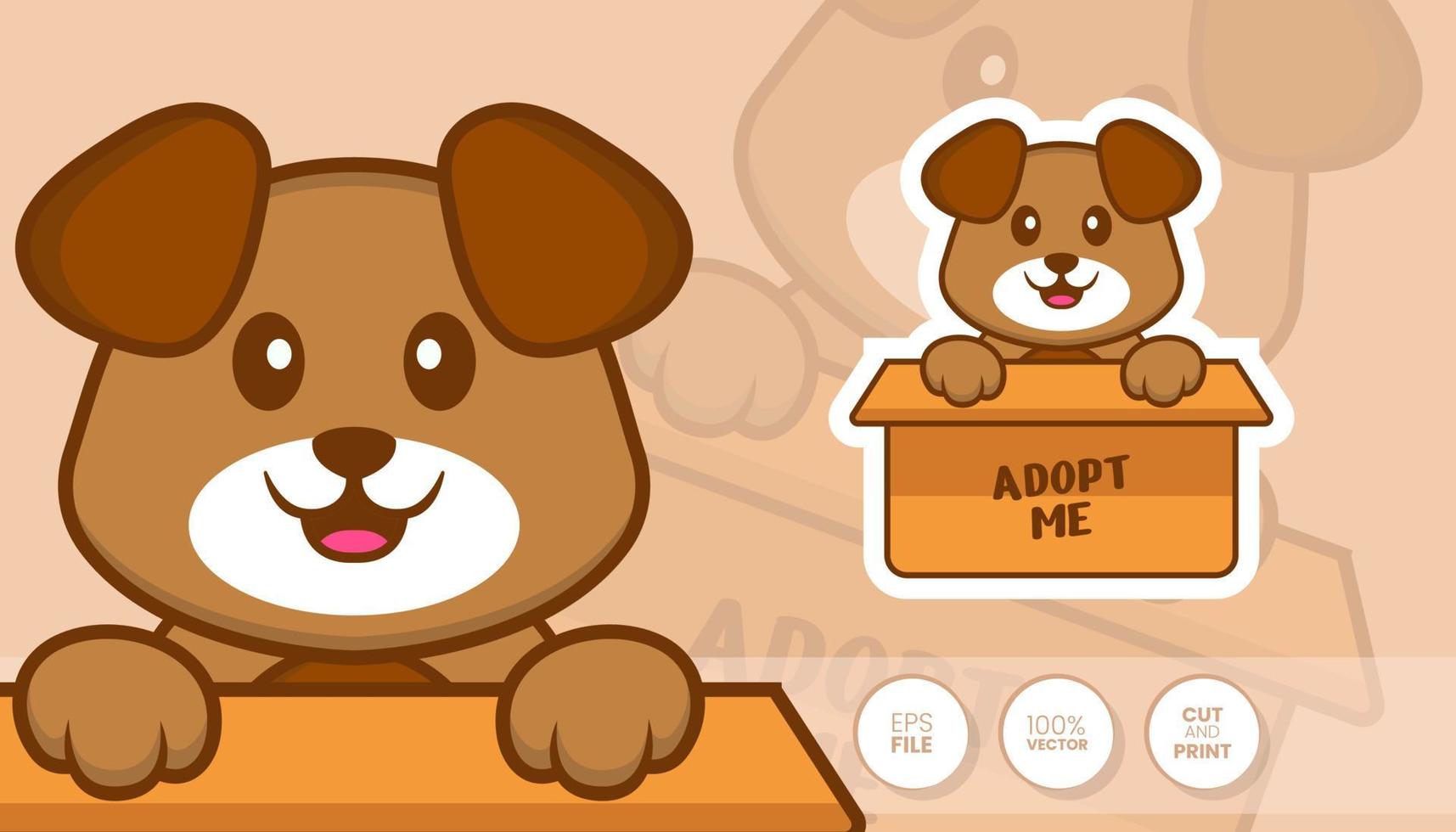Hand drawn illustration of Cute dog. Cartoon character concept - Stickers vector