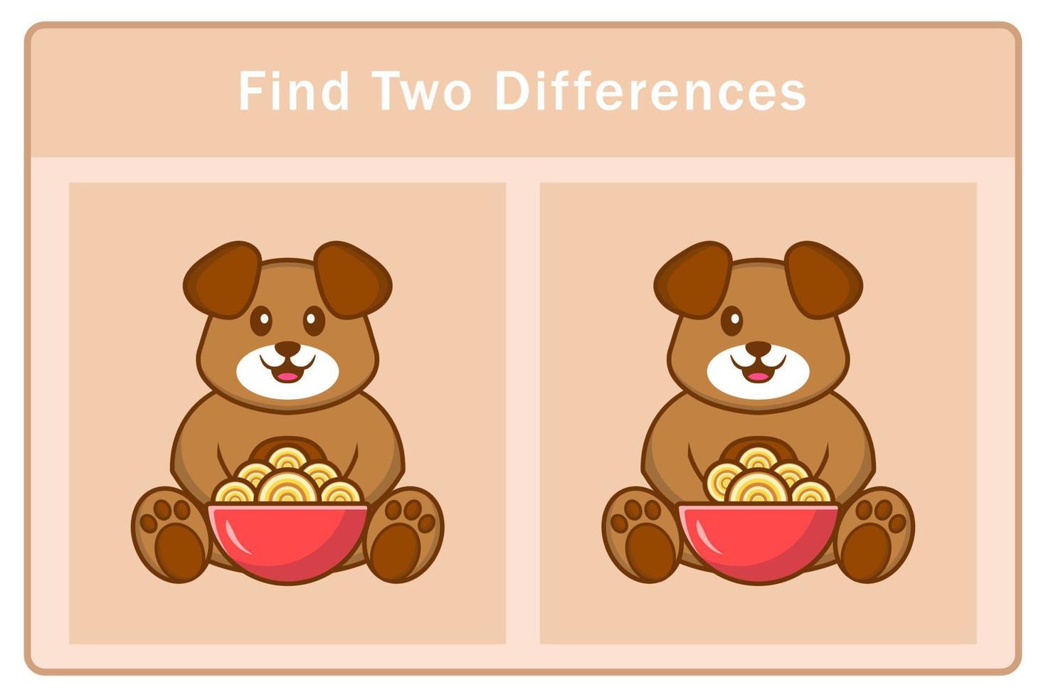 Cute dog cartoon character. Find differences. Educational game for children. Cartoon vector illustration