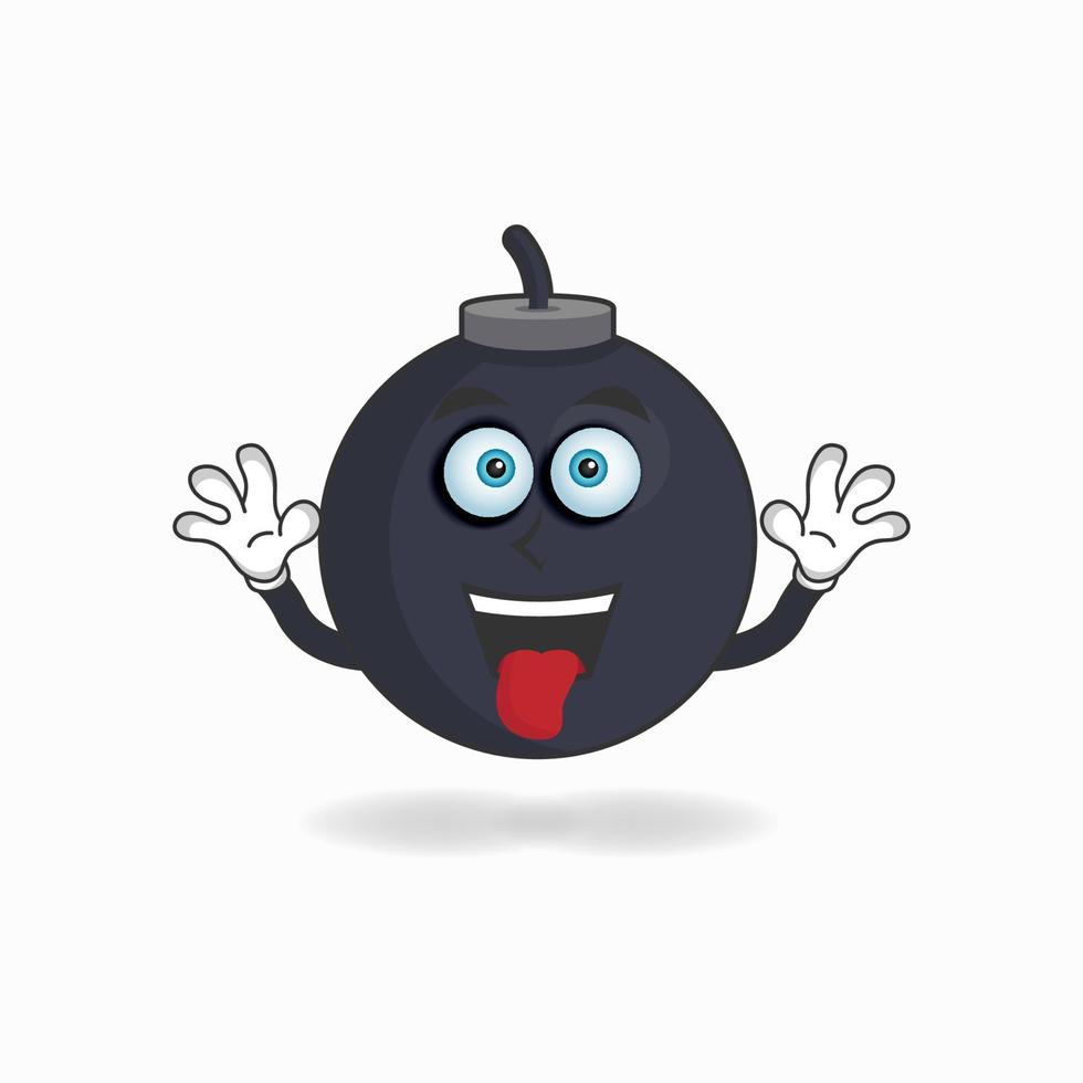 Boom mascot character with laughing expression and sticking tongue. vector illustration