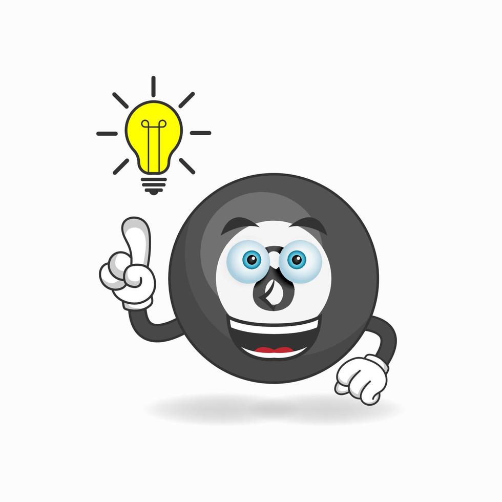 The Billiard ball mascot character with an expression gets an idea. vector illustration