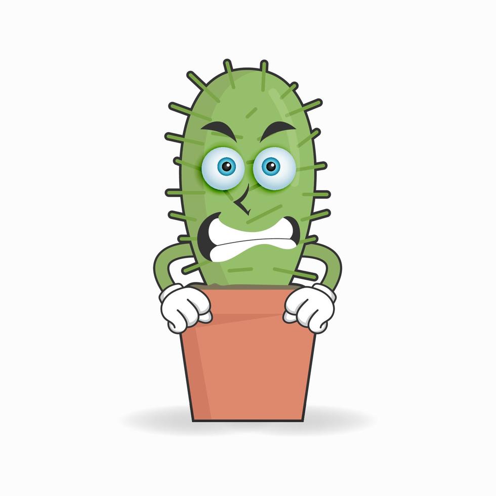 Personaje de mascota de cactus con expresión enojada. ilustración vectorial vector