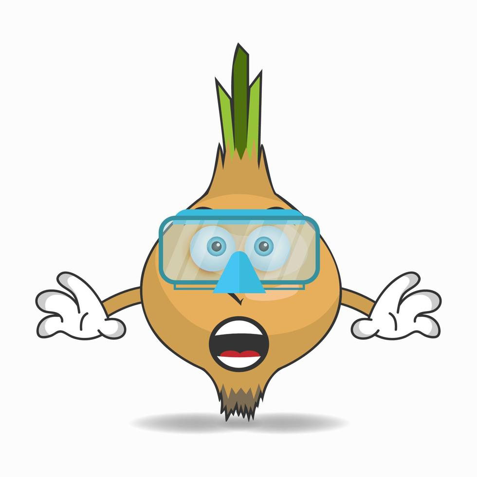 The Onion mascot character is diving. vector illustration