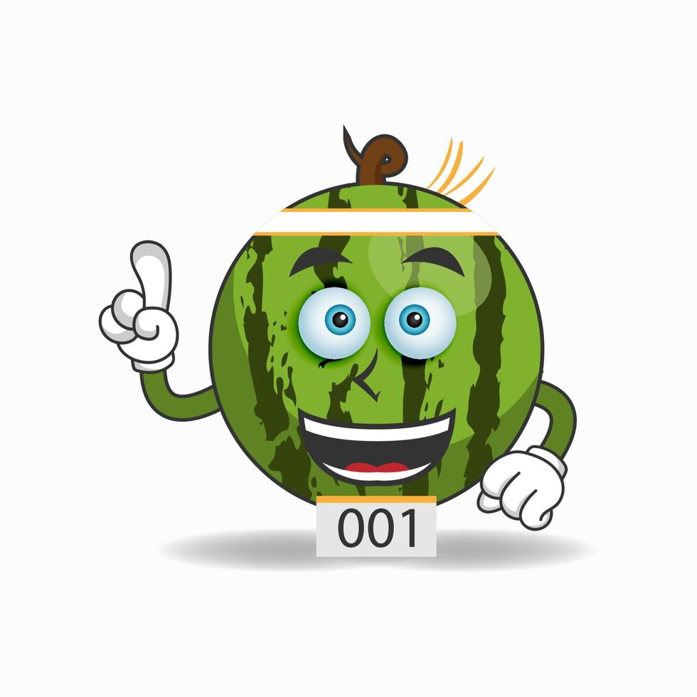 The Watermelon mascot character becomes a running athlete. vector illustration