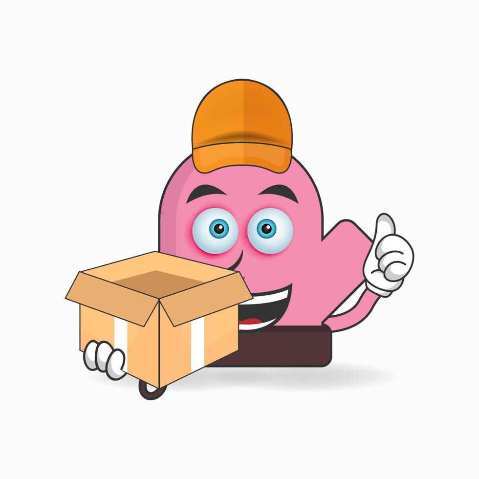 The gloves mascot character is a delivery person. vector illustration