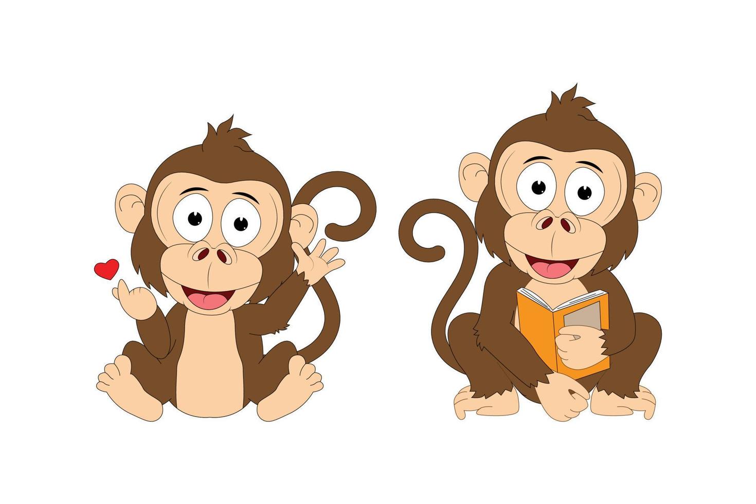 cute monkey animal cartoon illustration vector