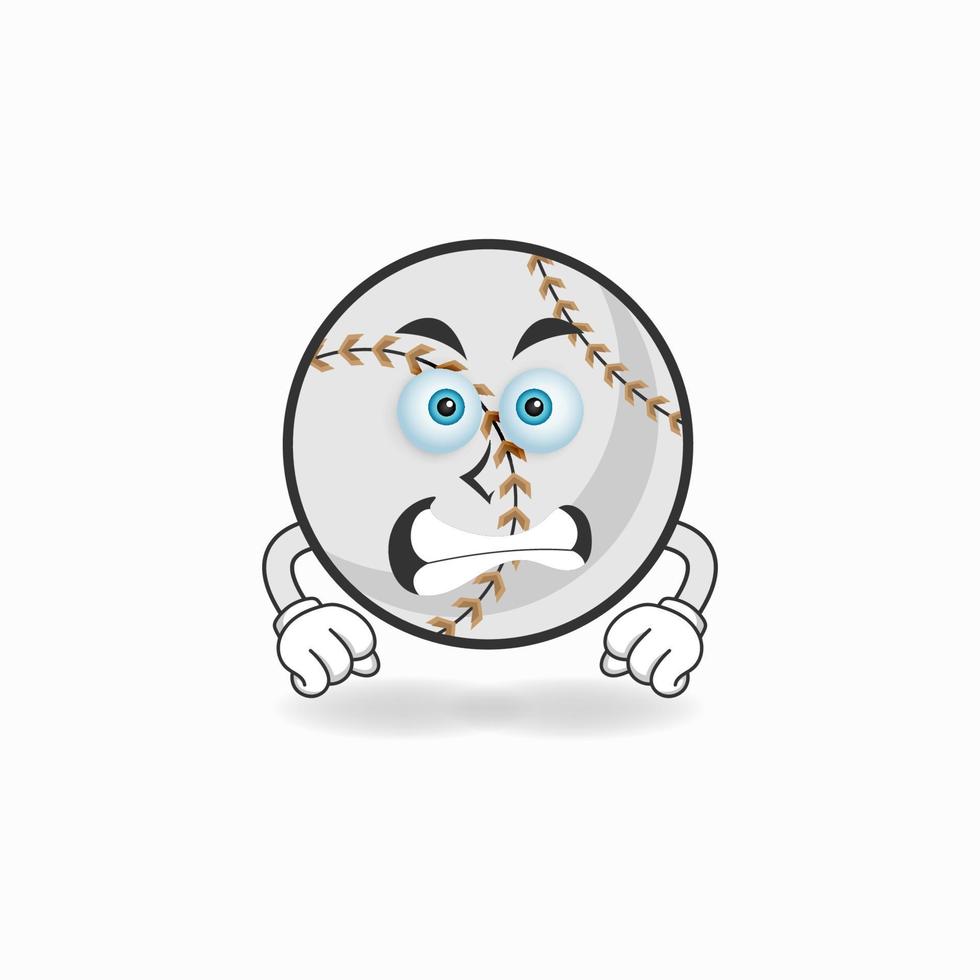 Personaje de mascota de béisbol con expresión enojada. ilustración vectorial vector