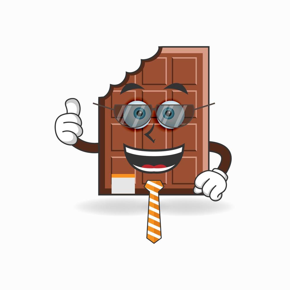 el personaje de la mascota del chocolate se convierte en un hombre de negocios. ilustración vectorial vector