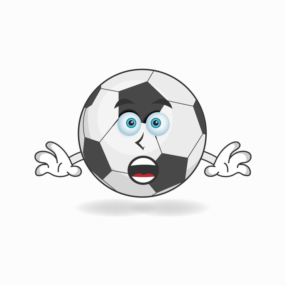 Personaje de mascota de balón de fútbol con expresión de sorpresa. ilustración vectorial vector