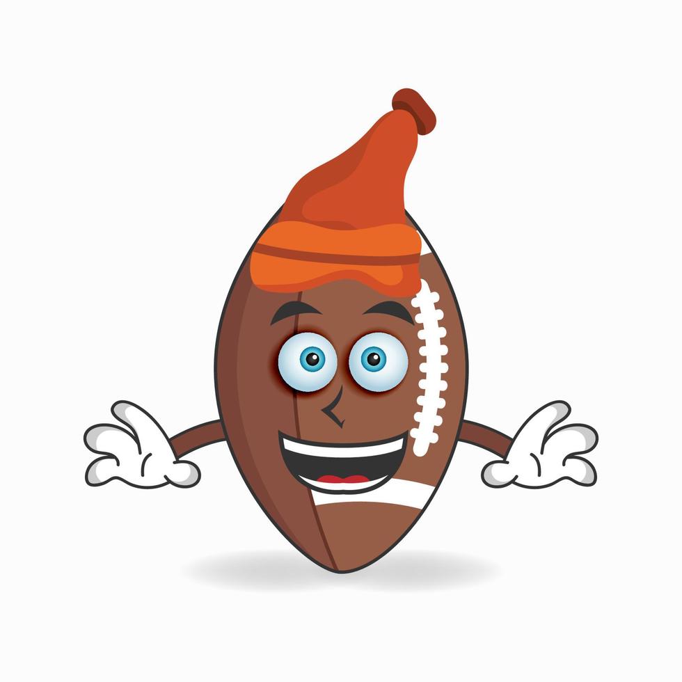 The American Football mascot character wearing a hat. vector illustration