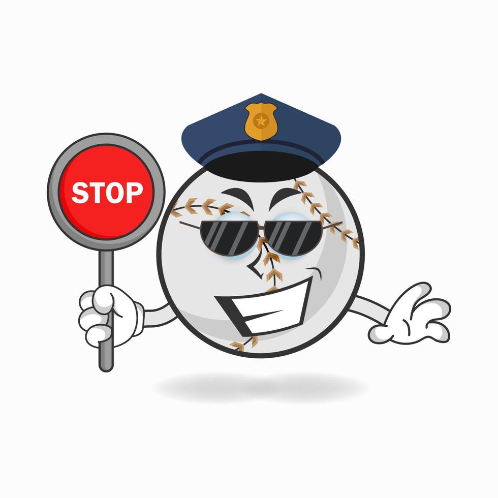The Baseball mascot character becomes a policeman. vector illustration