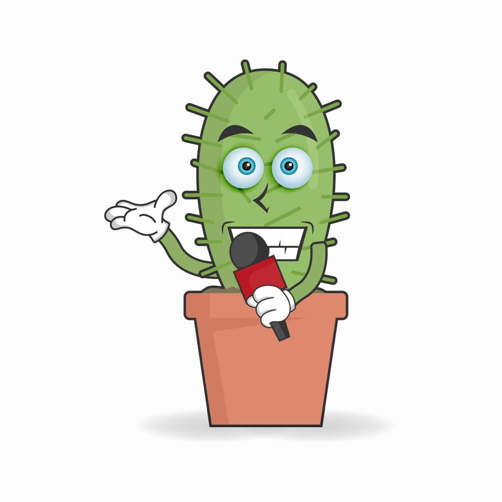 The Cactus mascot character becomes a host. vector illustration