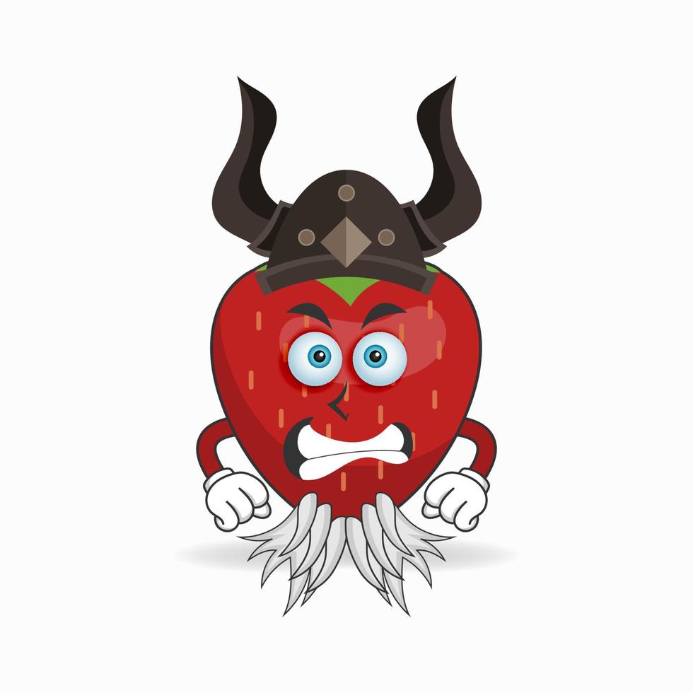 The Strawberry mascot character becomes a fighter. vector illustration