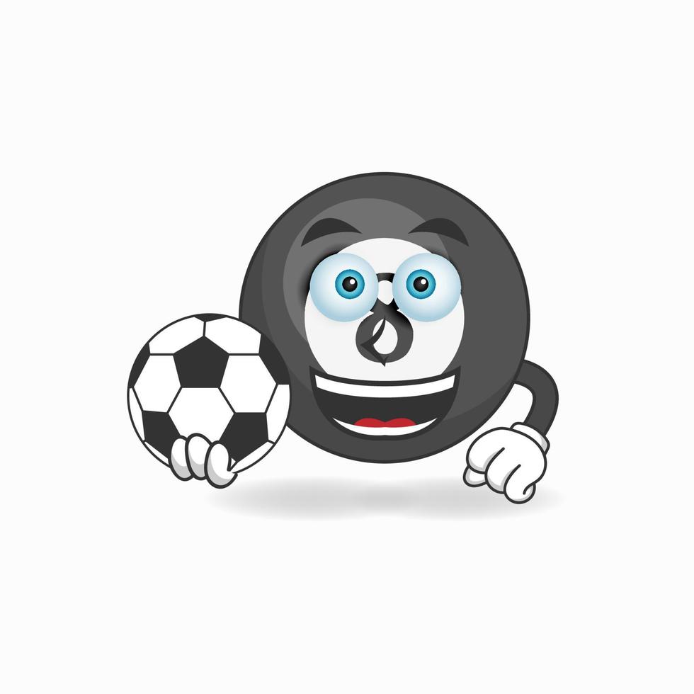 The Billiard ball mascot character becomes a soccer player. vector illustration