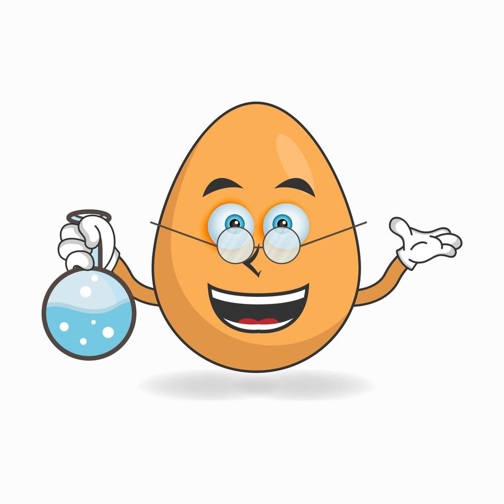 The Egg mascot character becomes a scientist. vector illustration