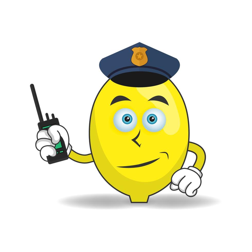 The Lemon mascot character becomes a policeman. vector illustration