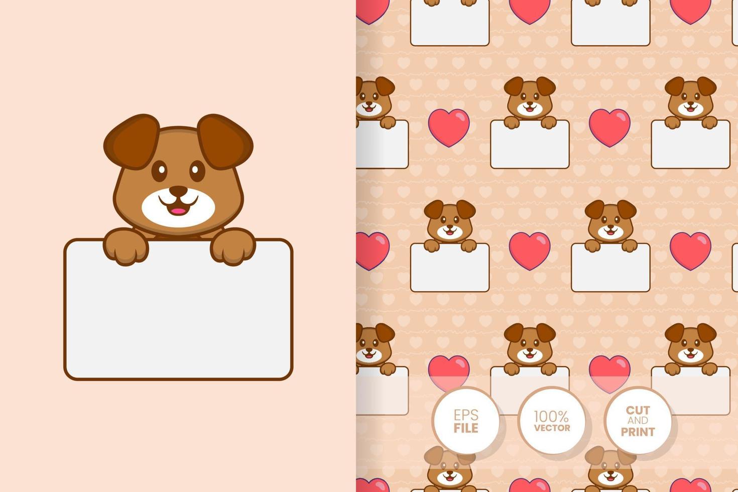 Cute dog cartoon character. seamless pattern background. vector