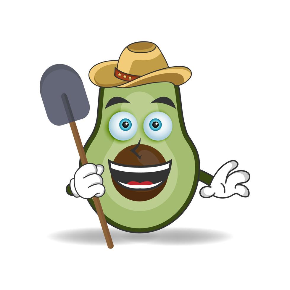 el personaje de la mascota del aguacate se convierte en granjero. ilustración vectorial vector