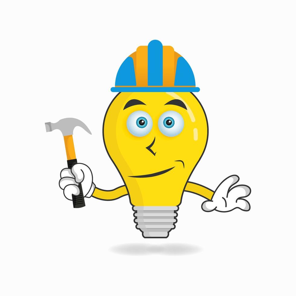 The Bulb mascot character becomes a builder. vector illustration