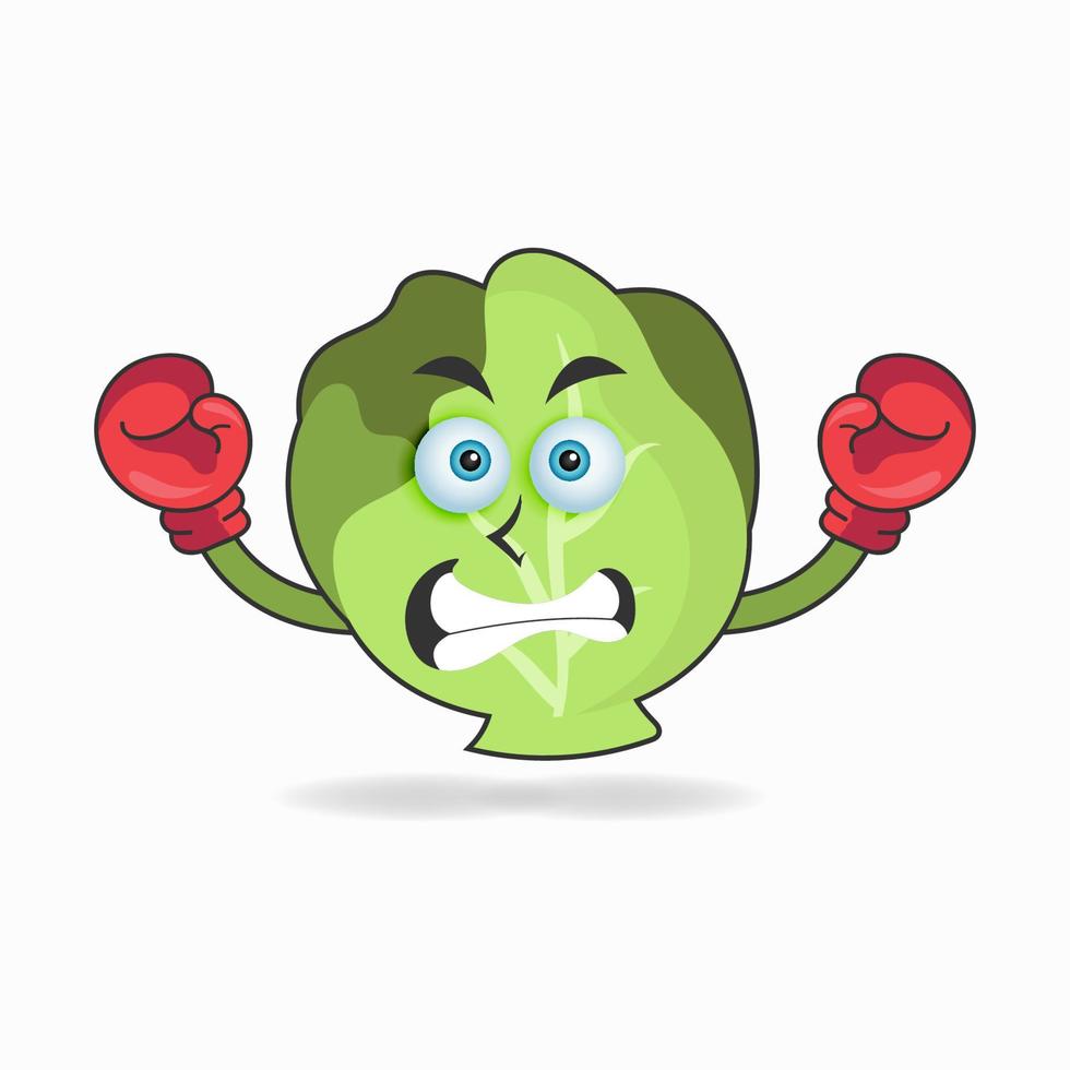 Cabbage mascot character with boxing gear. vector illustration