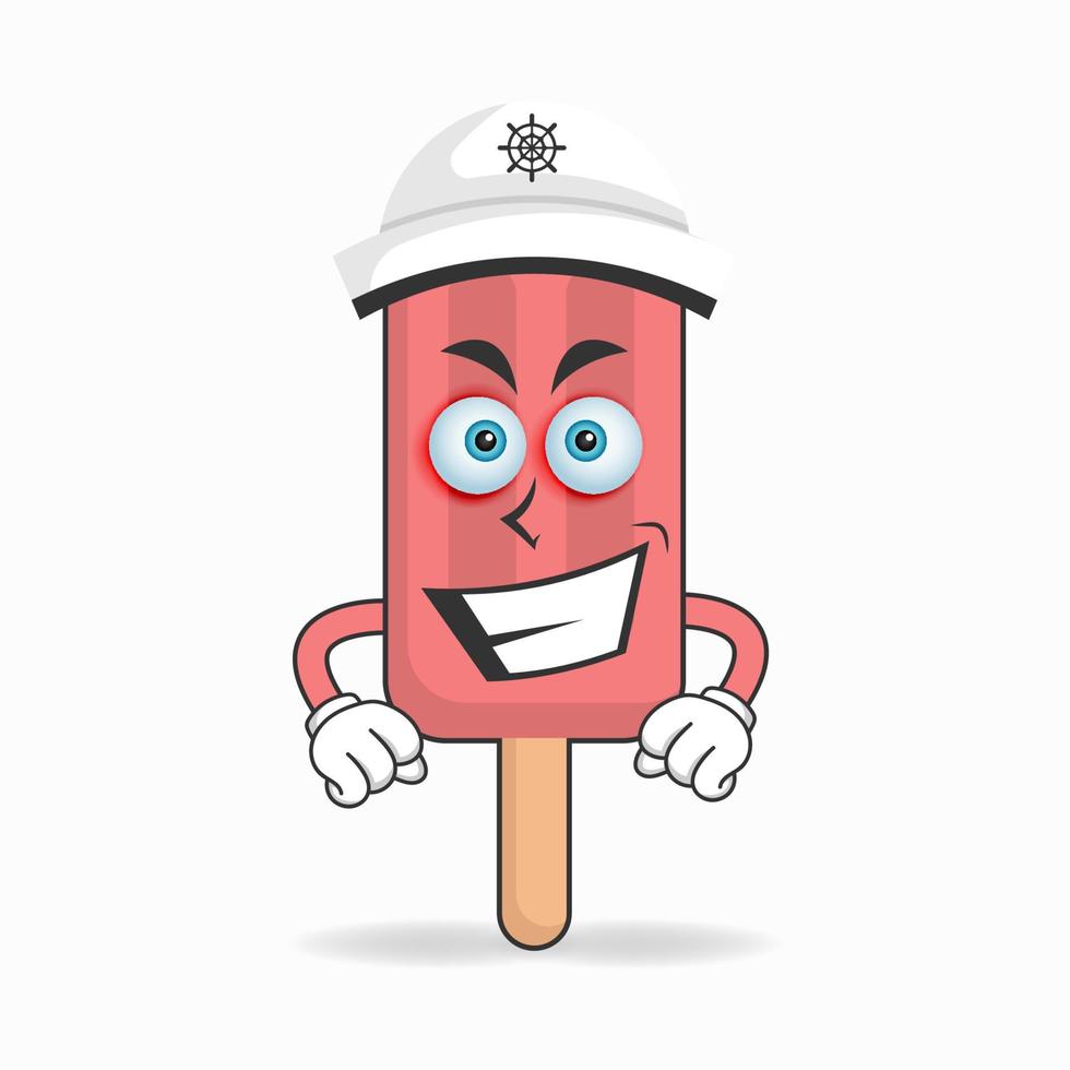 The Red Ice Cream mascot character becomes a captain. vector illustration