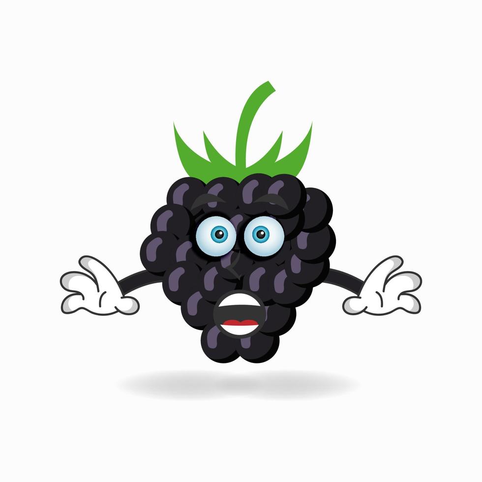 Grape mascot character with shocked expression. vector illustration