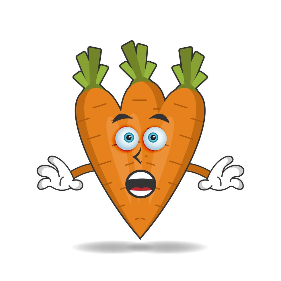 Carrot mascot character with shocked expression. vector illustration