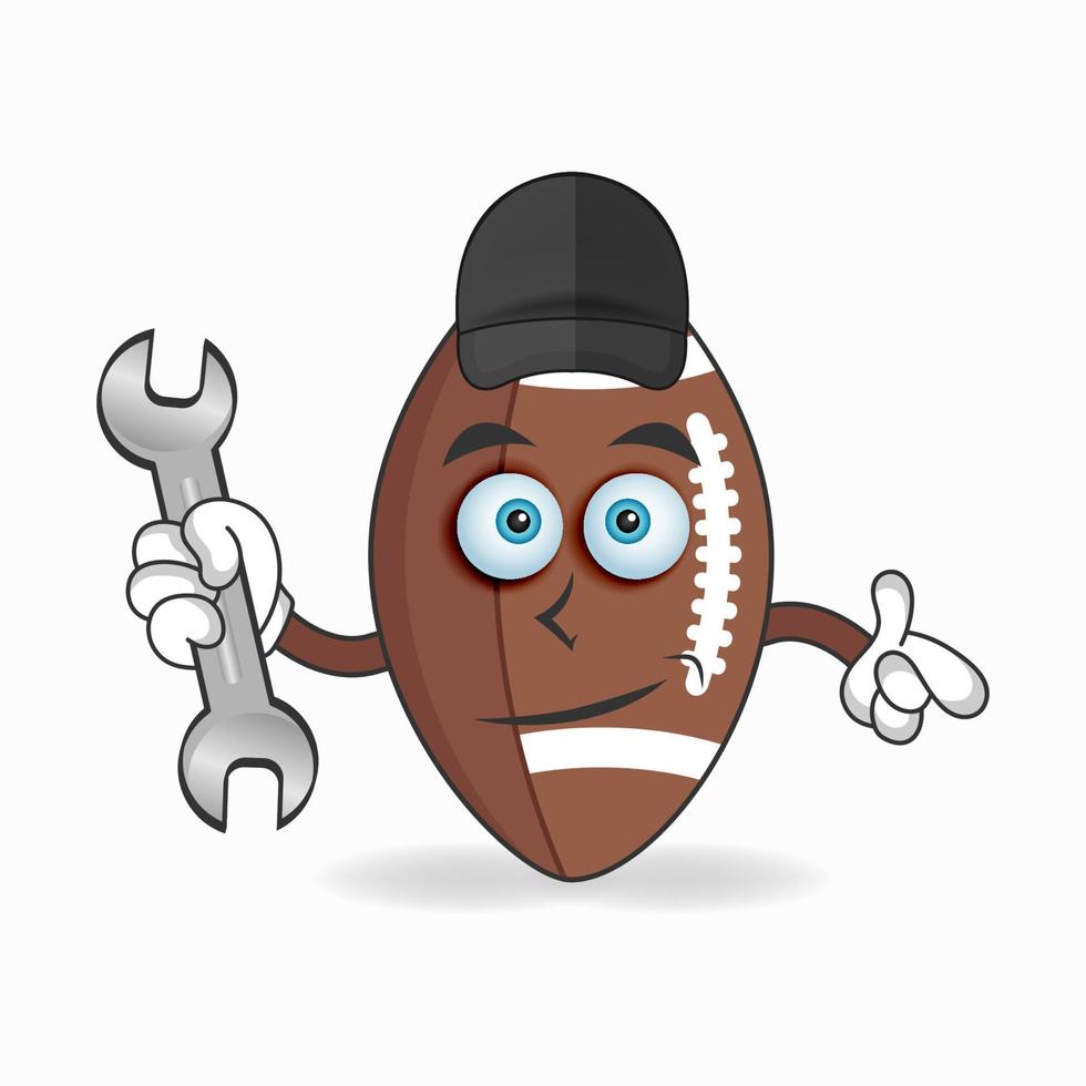 The American Football mascot character becomes a mechanic. vector illustration