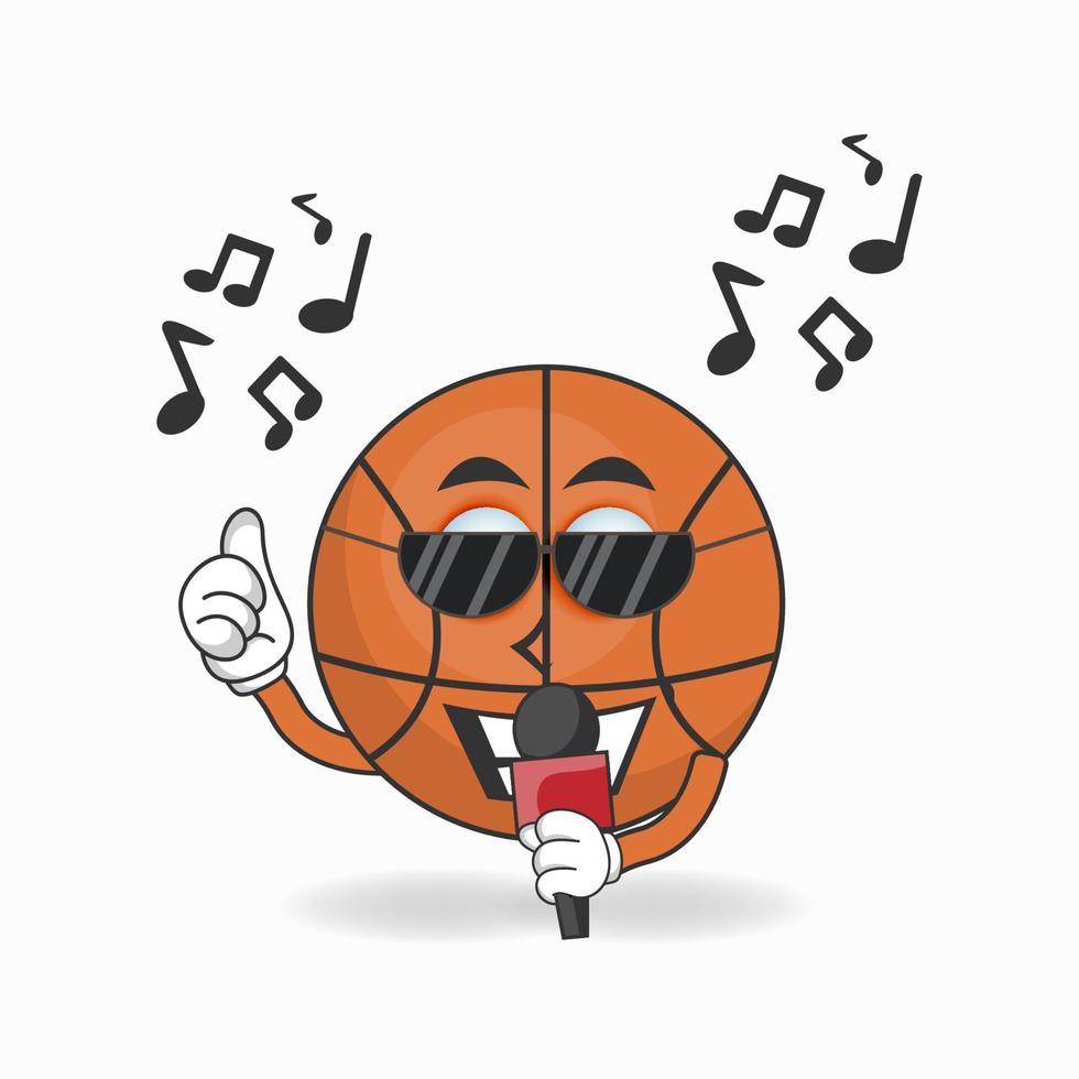 The Basketball mascot character is singing. vector illustration