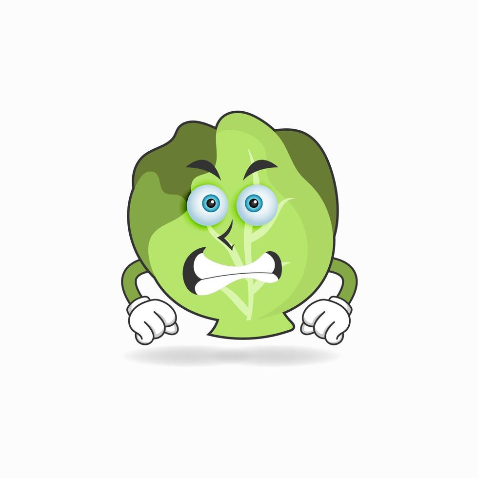 Cabbage mascot character with angry expression. vector illustration