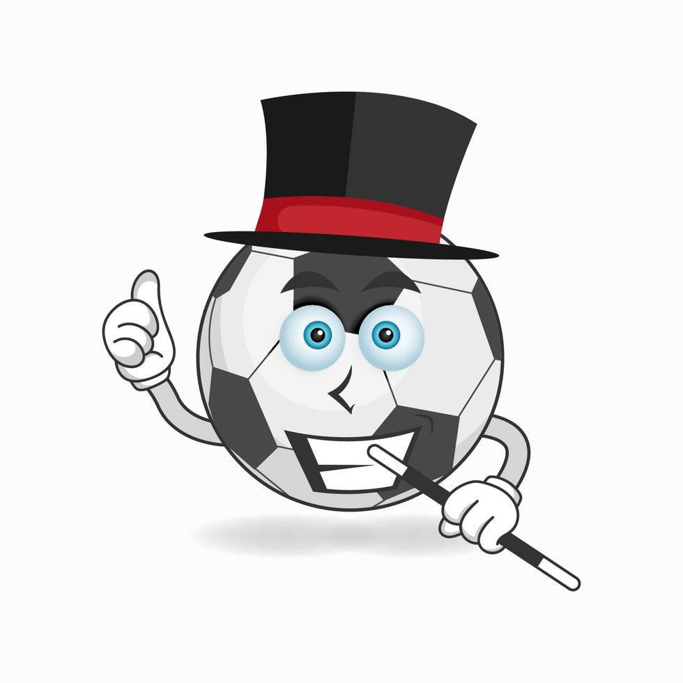 The Soccer Ball mascot character becomes a magician. vector illustration