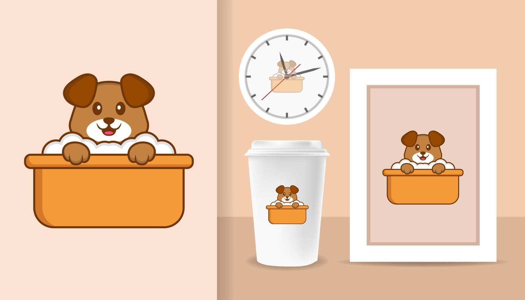 Cute dog cartoon character. Prints on T-shirts, sweatshirts, cases for mobile phones, souvenirs. Isolated vector illustration.