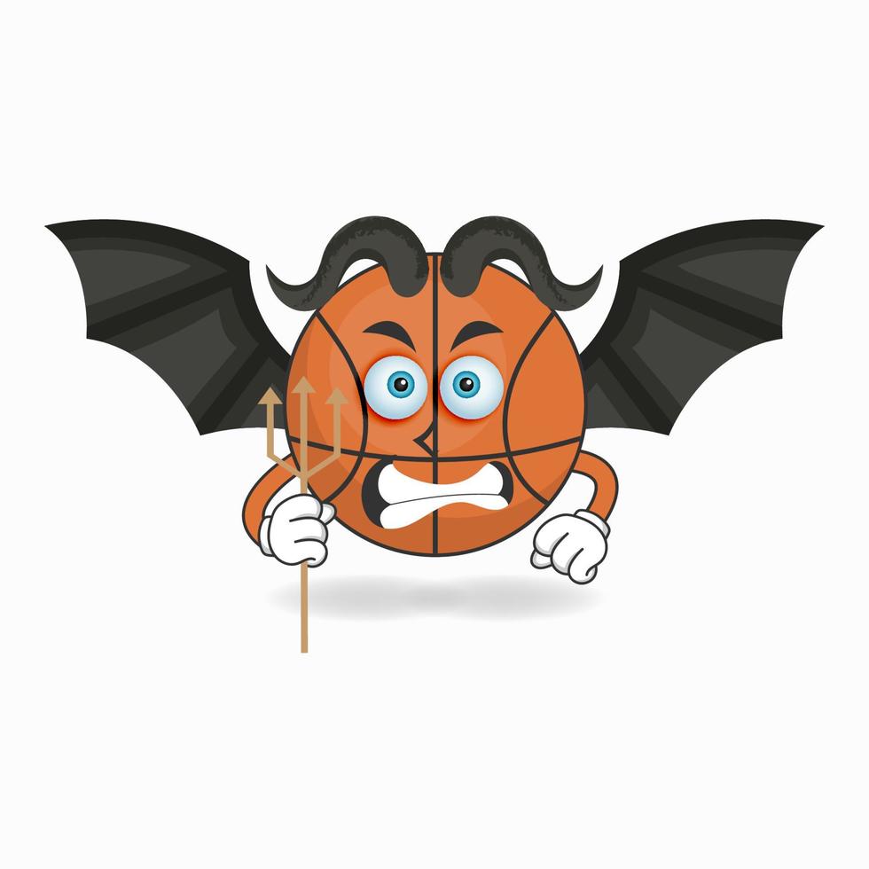 el personaje de la mascota del baloncesto se convierte en un diablo. ilustración vectorial vector