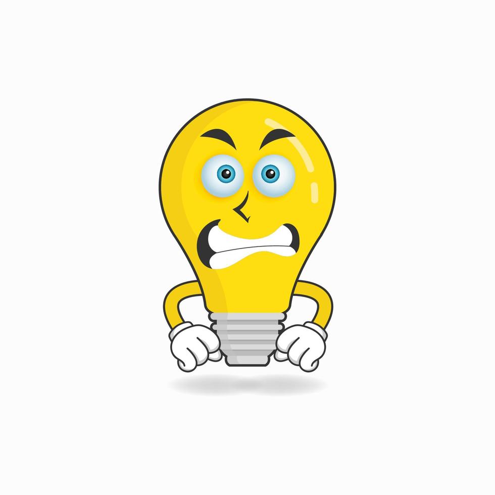 Bulb mascot character with angry expression. vector illustration