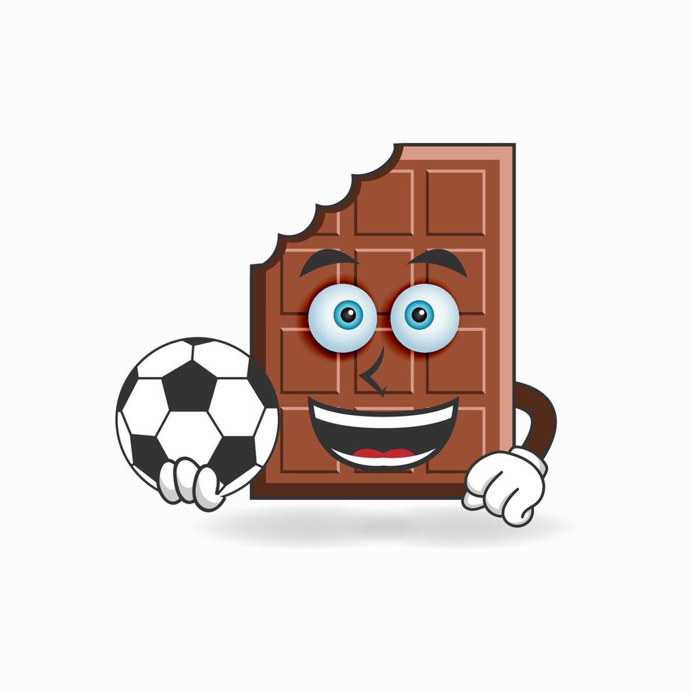 el personaje de la mascota de chocolate se convierte en jugador de fútbol. ilustración vectorial vector