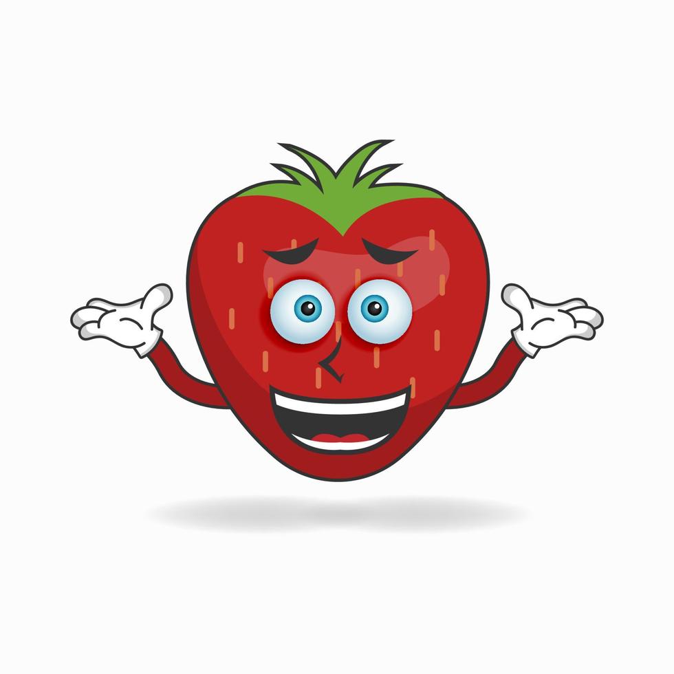 Strawberry mascot character with a confused expression. vector illustration