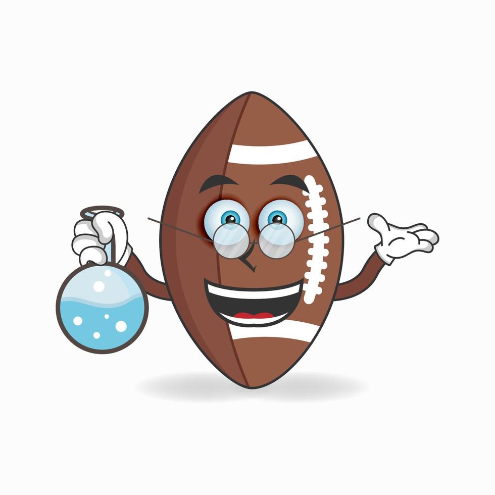 The American Football mascot character becomes a scientist. vector illustration