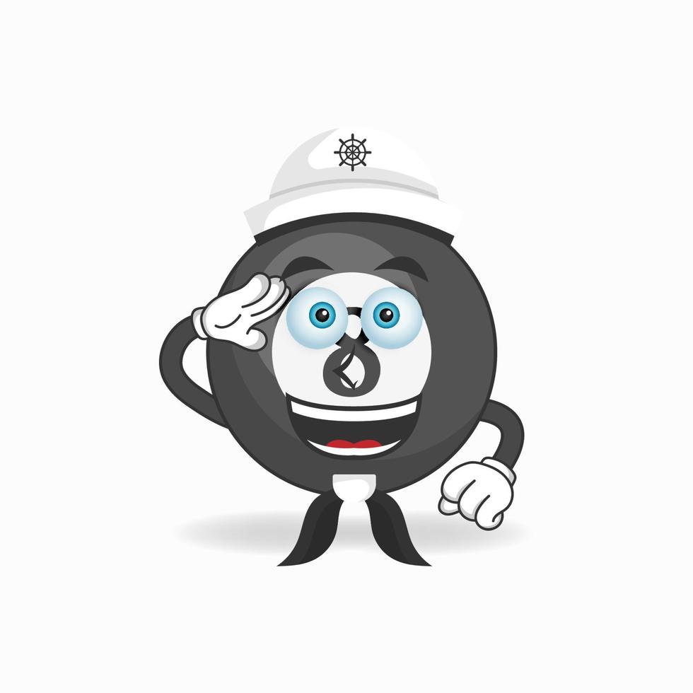 The Billiard ball mascot character becomes a sailor. vector illustration