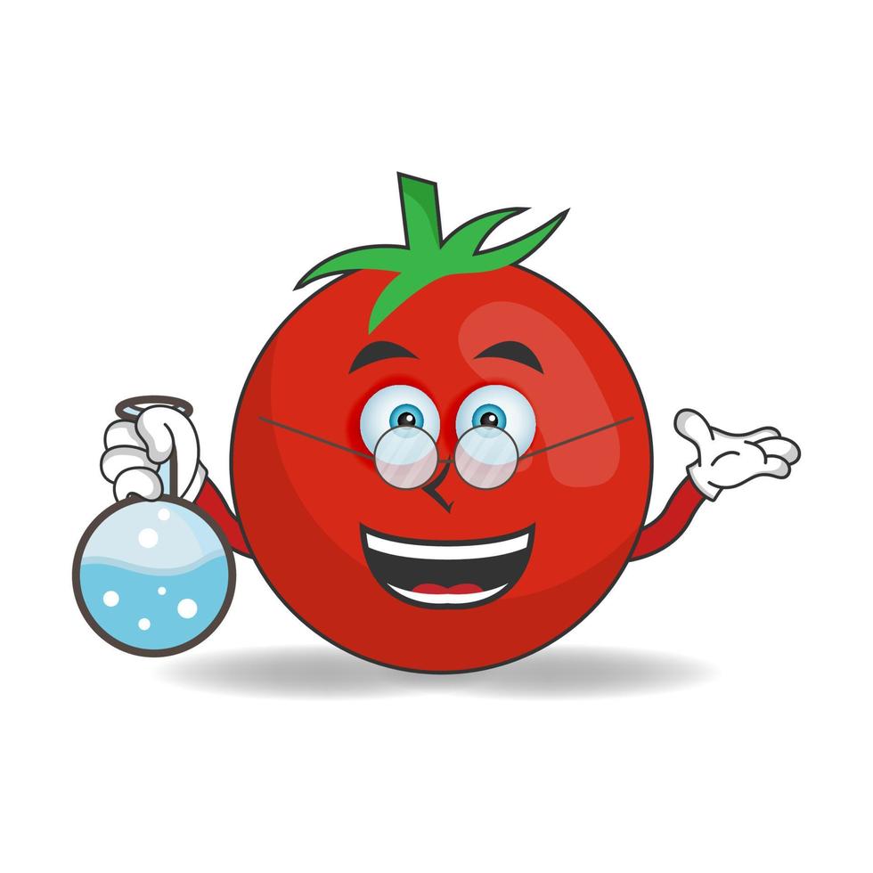 The Tomato mascot character becomes a scientist. vector illustration