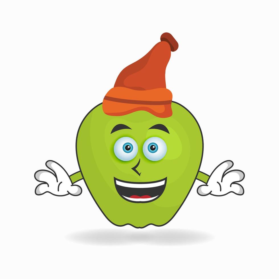 The Apple mascot character wearing a hat. vector illustration