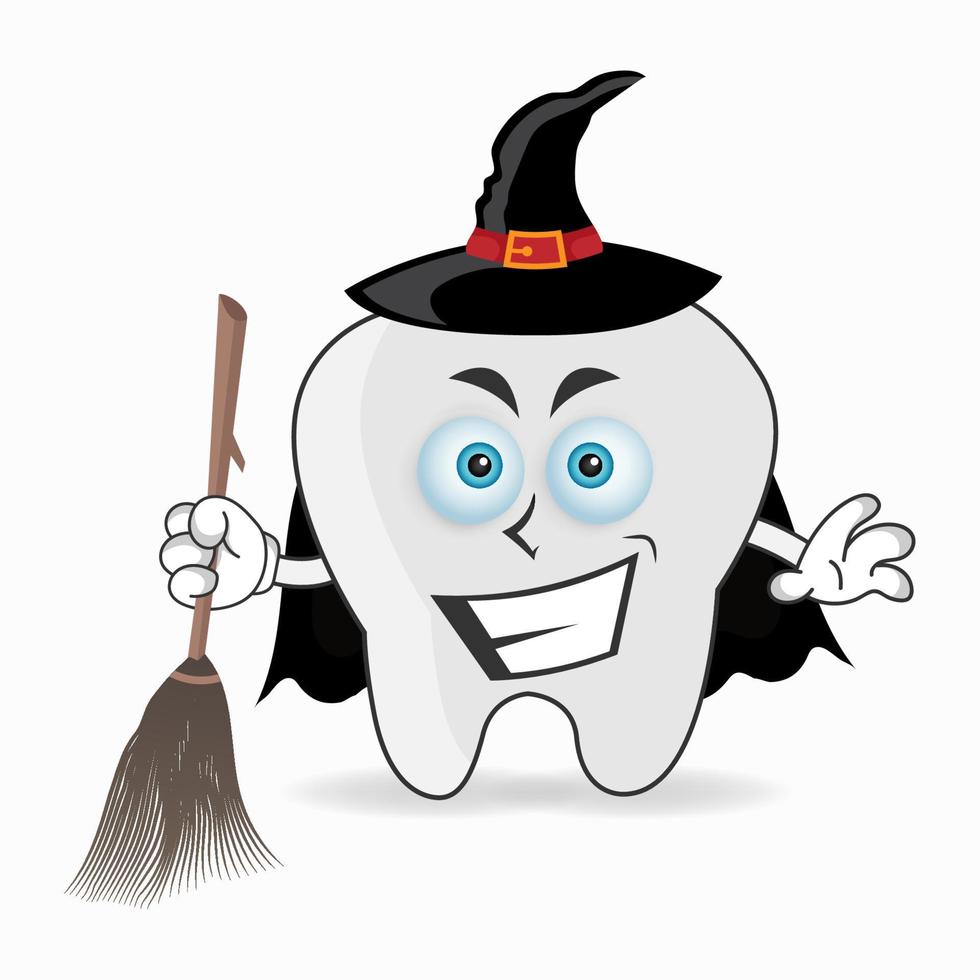 The Tooth mascot character becomes a magician. vector illustration