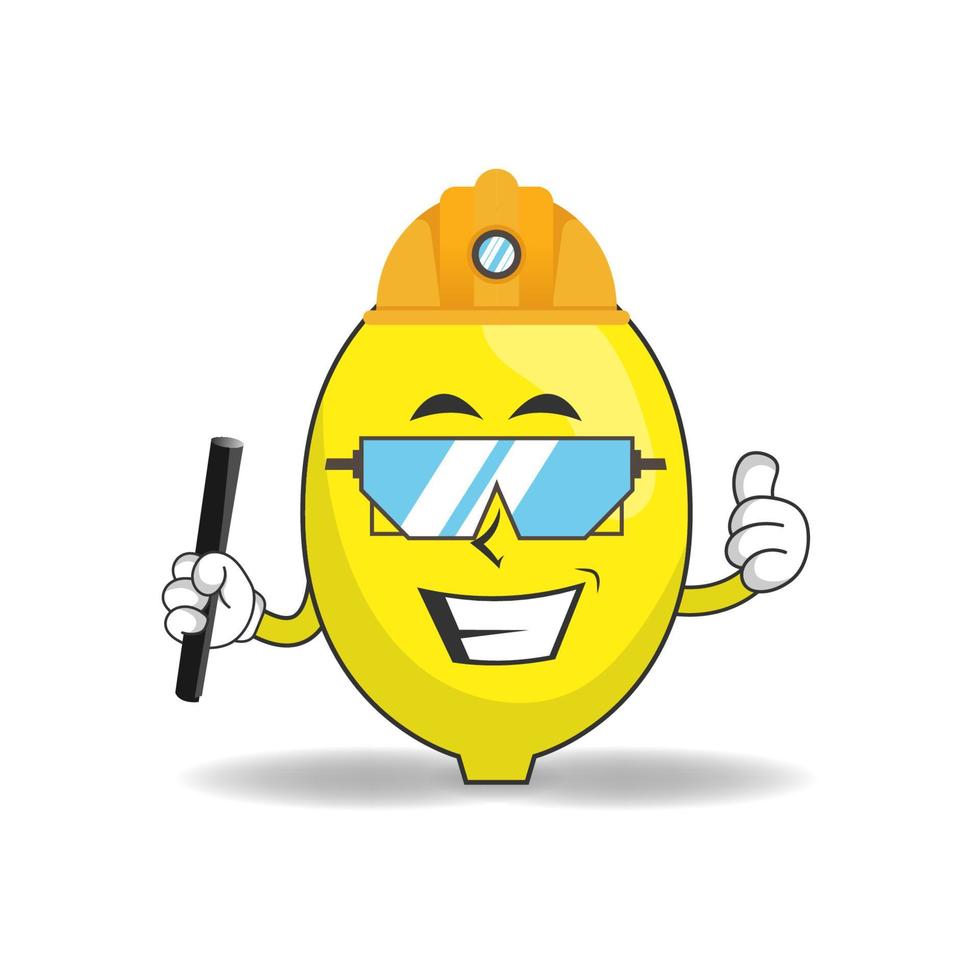 The Lemon mascot character becomes a mining officer. vector illustration