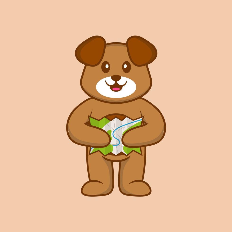 Cute dog cartoon character vector illustration.