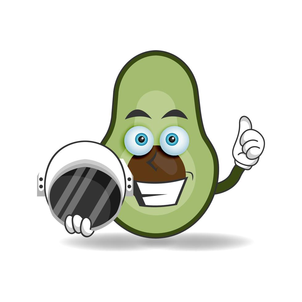 The Avocado mascot character becomes an astronaut. vector illustration