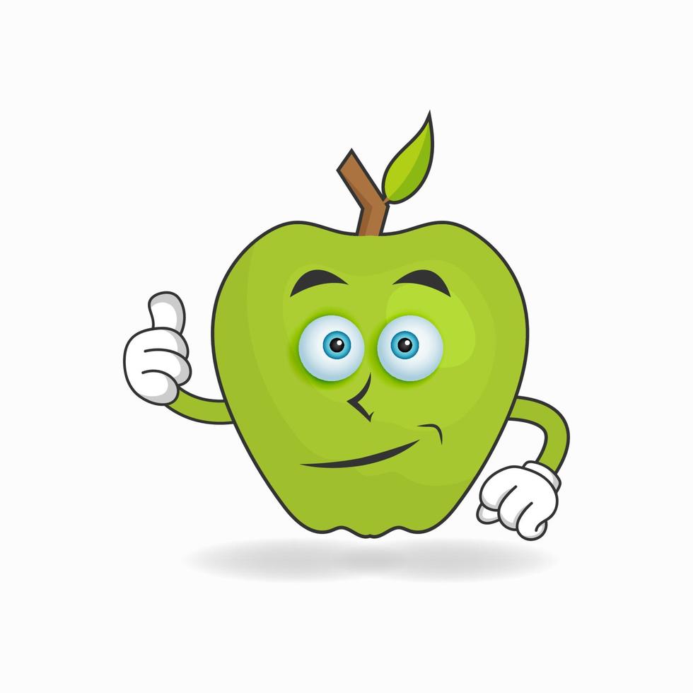 Apple mascot character with thumbs up bring. vector illustration