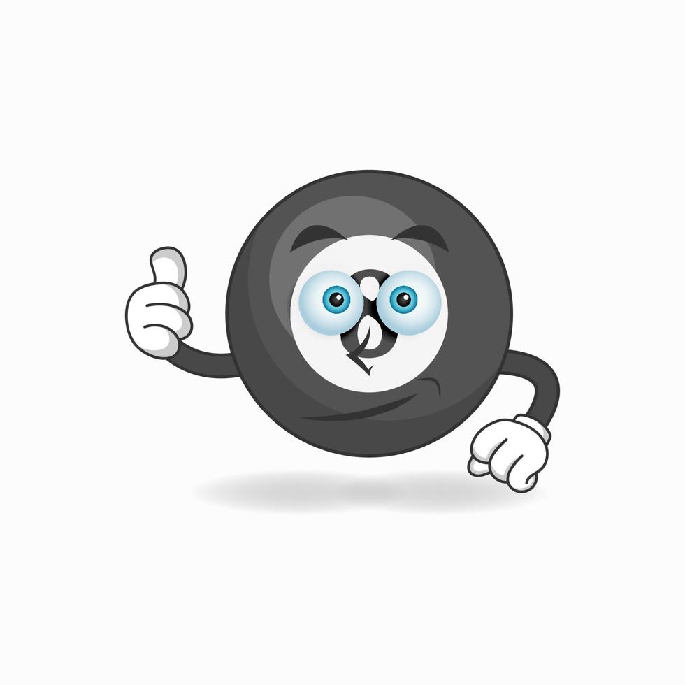 Billiard ball mascot character with thumbs up bring. vector illustration